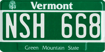 VT license plate NSH668