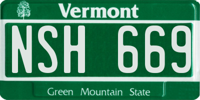 VT license plate NSH669