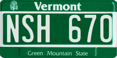 VT license plate NSH670