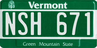 VT license plate NSH671