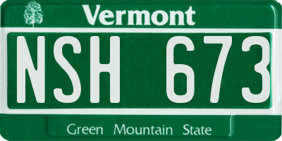 VT license plate NSH673