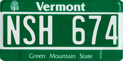 VT license plate NSH674