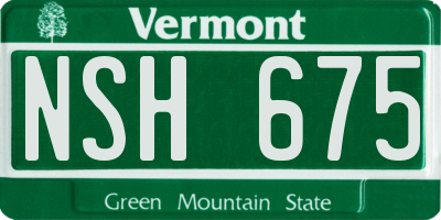 VT license plate NSH675
