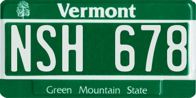 VT license plate NSH678