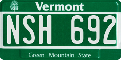 VT license plate NSH692