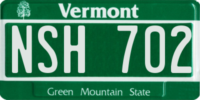 VT license plate NSH702