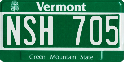 VT license plate NSH705