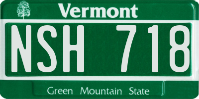 VT license plate NSH718