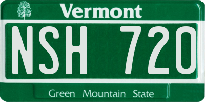 VT license plate NSH720