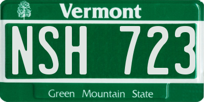 VT license plate NSH723
