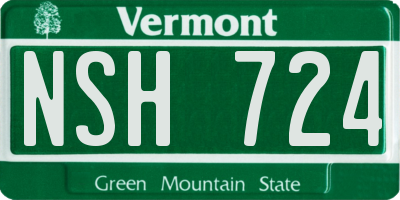 VT license plate NSH724