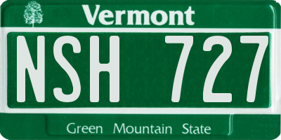 VT license plate NSH727