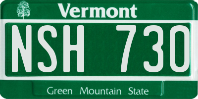 VT license plate NSH730