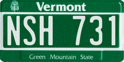 VT license plate NSH731