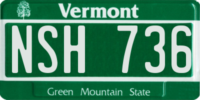 VT license plate NSH736