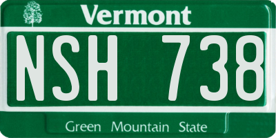 VT license plate NSH738
