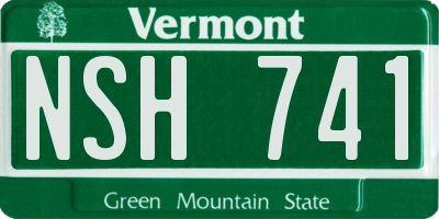 VT license plate NSH741
