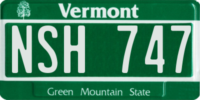 VT license plate NSH747