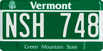 VT license plate NSH748