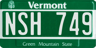 VT license plate NSH749