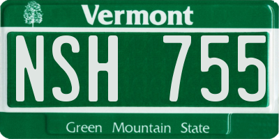VT license plate NSH755