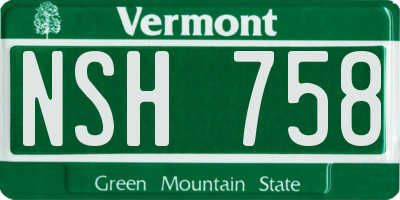 VT license plate NSH758