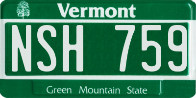 VT license plate NSH759