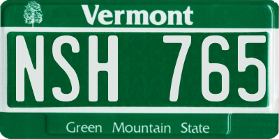 VT license plate NSH765