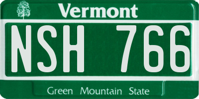 VT license plate NSH766