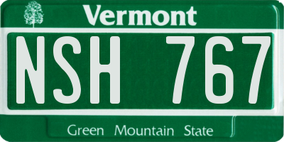 VT license plate NSH767