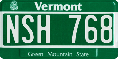 VT license plate NSH768