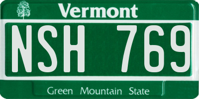 VT license plate NSH769