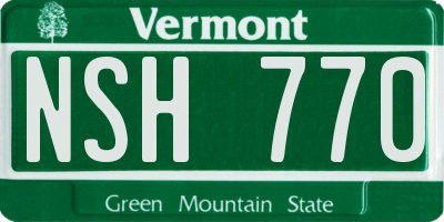 VT license plate NSH770