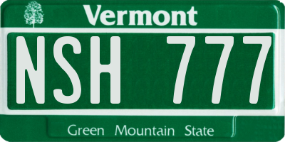 VT license plate NSH777