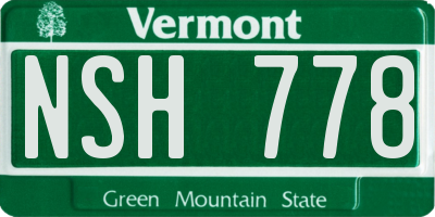 VT license plate NSH778