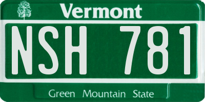 VT license plate NSH781