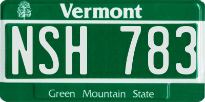 VT license plate NSH783