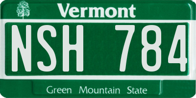 VT license plate NSH784