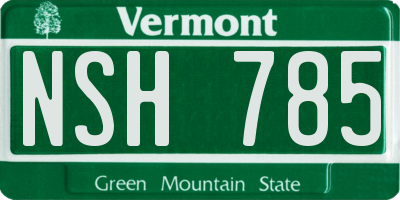 VT license plate NSH785