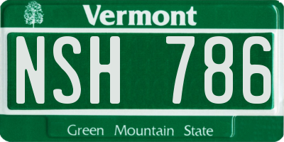 VT license plate NSH786