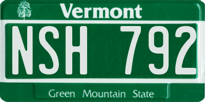 VT license plate NSH792