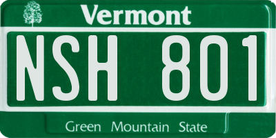 VT license plate NSH801