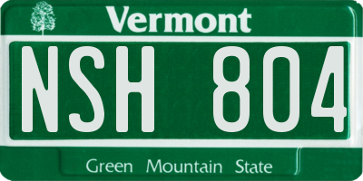 VT license plate NSH804