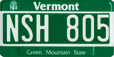VT license plate NSH805