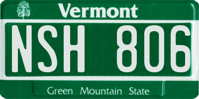 VT license plate NSH806