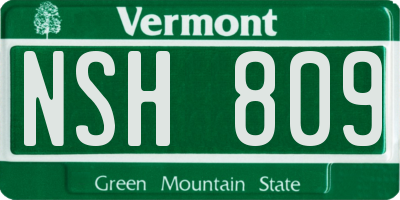 VT license plate NSH809