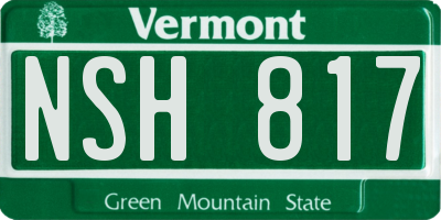 VT license plate NSH817