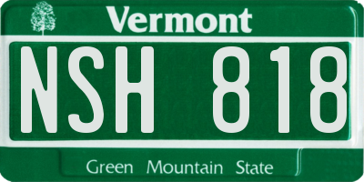 VT license plate NSH818