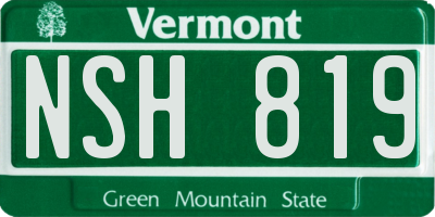 VT license plate NSH819