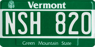 VT license plate NSH820